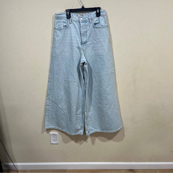 Free people We The Free Ultra Wide Leg Jeans cropped high waisted 28 light wash - Picture 3 of 12